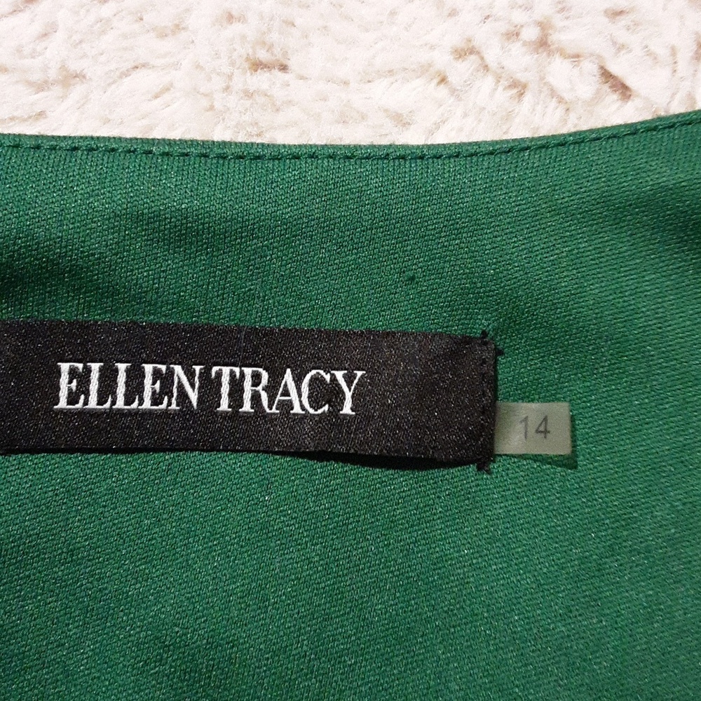 Ellen Tracy Forest Green Long Sleeve Dress Size 14. - Picture 3 of 12